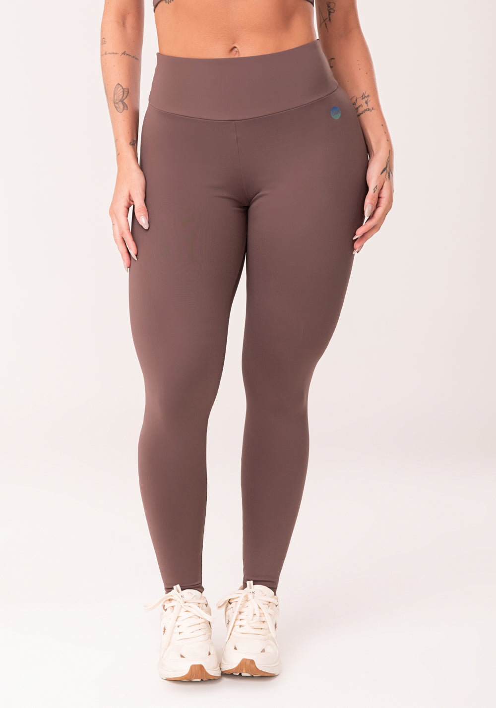 Legging Fitness Feminina Marrom Com Cós Largo Oasis Dlk