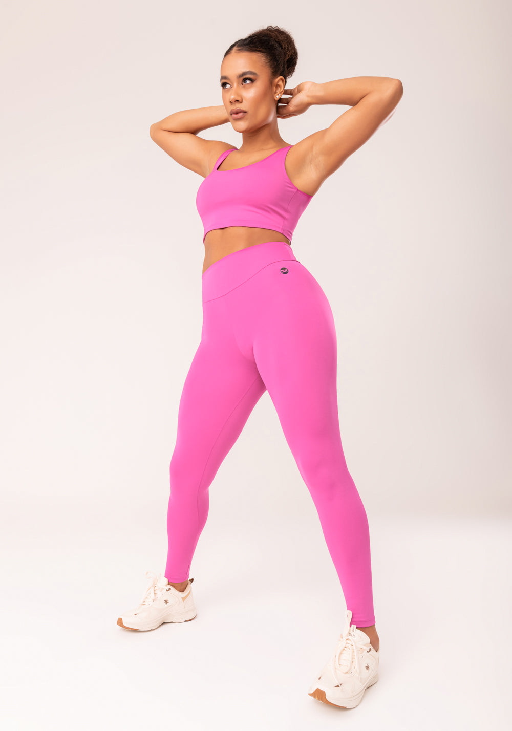 Legging Fitness Feminina Rosa Fúcsia Com Cós Largo Oasis Dlk