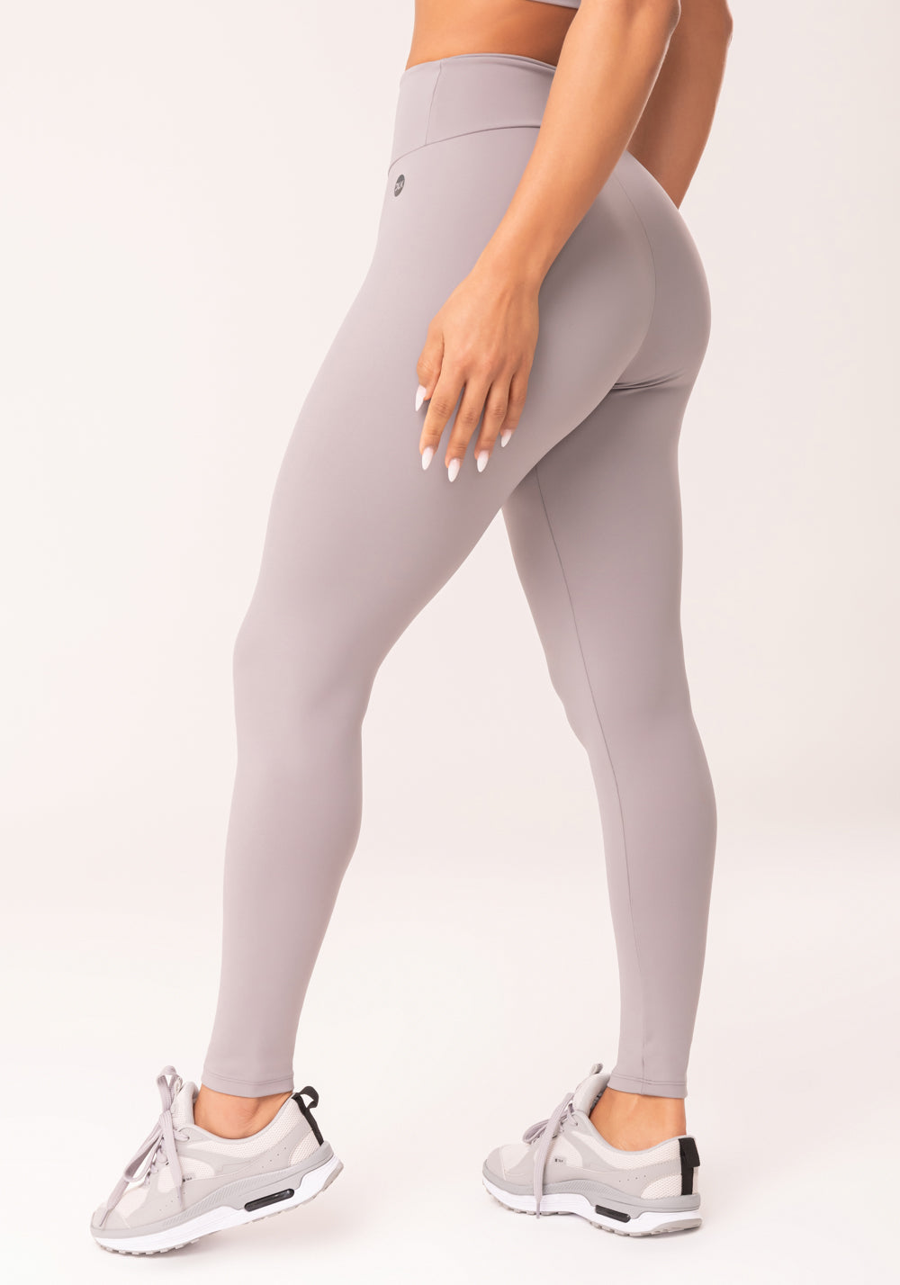 Legging Fitness Feminina Cinza Com Cós Largo Oasis Dlk