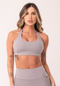 Top Fitness Feminino Nadador Cinza Com Recortes Oasis Dlk