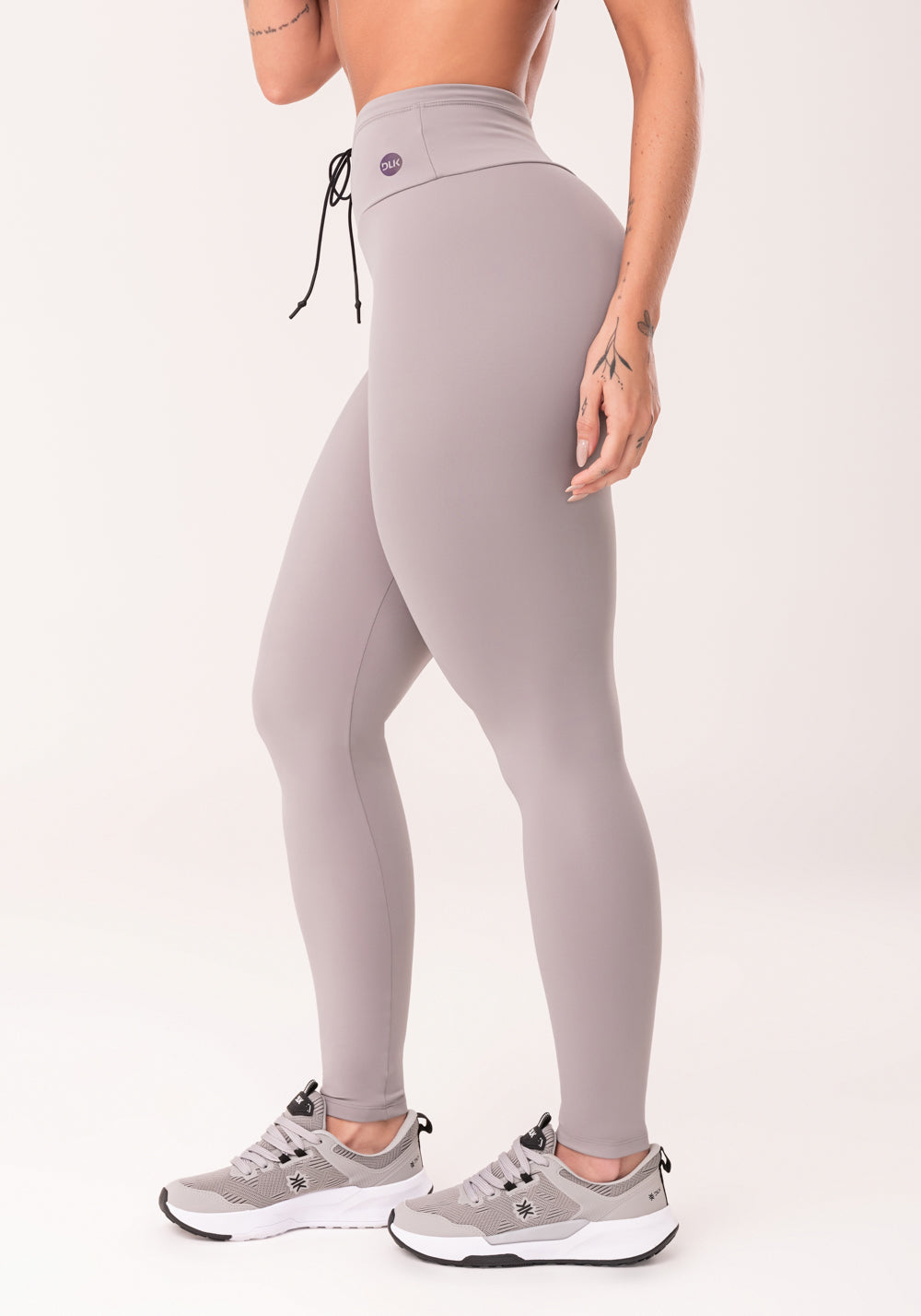 Legging Fitness Feminina Cinza Com Cadarço Oasis Dlk