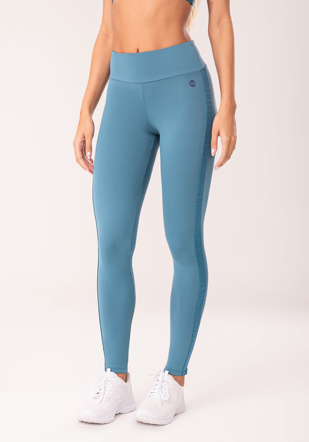 Legging Fitness Feminina Azul Com Elástico Lateral Oasis Dlk