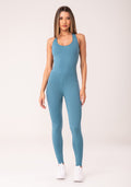 Macacão Fitness Feminino Azul Com Elástico Cruzado Oasis Dlk