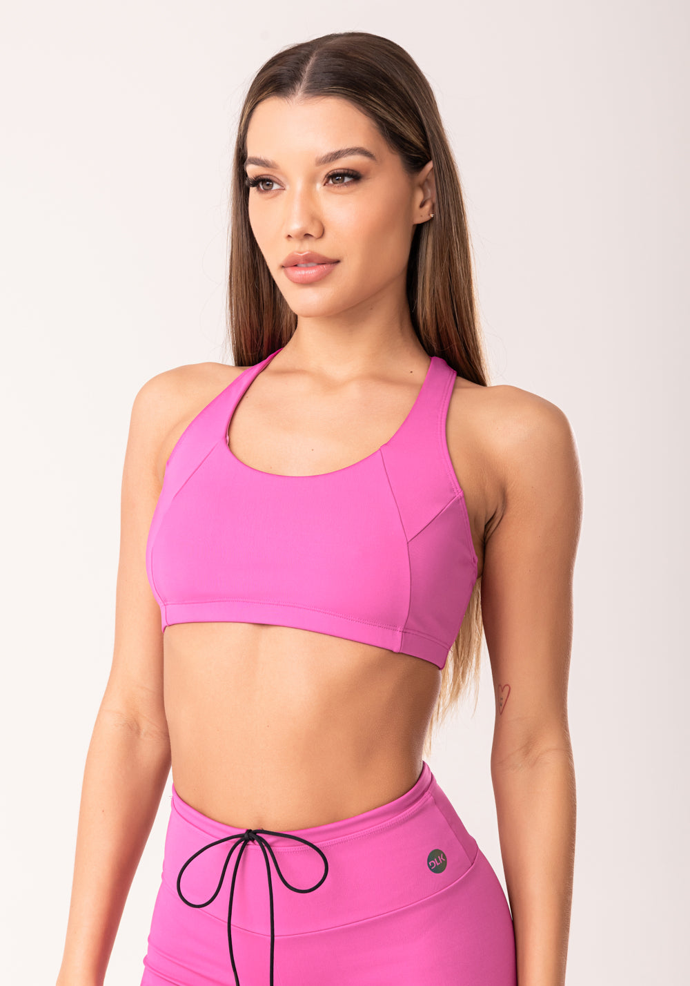 Top Fitness Feminino Nadador Rosa Fúcsia Com Recortes Oasis Dlk