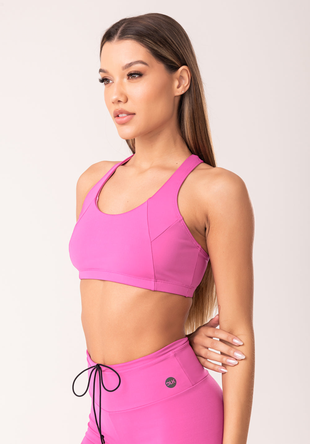 Top Fitness Feminino Nadador Rosa Fúcsia Com Recortes Oasis Dlk