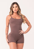Macaquinho Fitness Feminino Marrom Com Bolsos Oasis Dlk