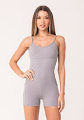 Macaquinho Fitness Feminino Cinza Com Bolsos Oasis Dlk