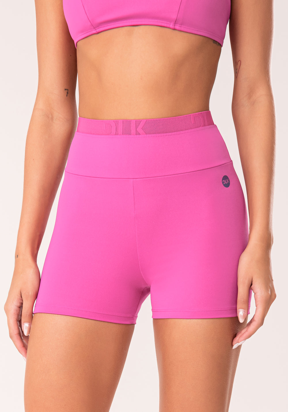 Short Fitness Feminino Rosa Fúcsia Com Elástico Na Cintura Oasis Dlk