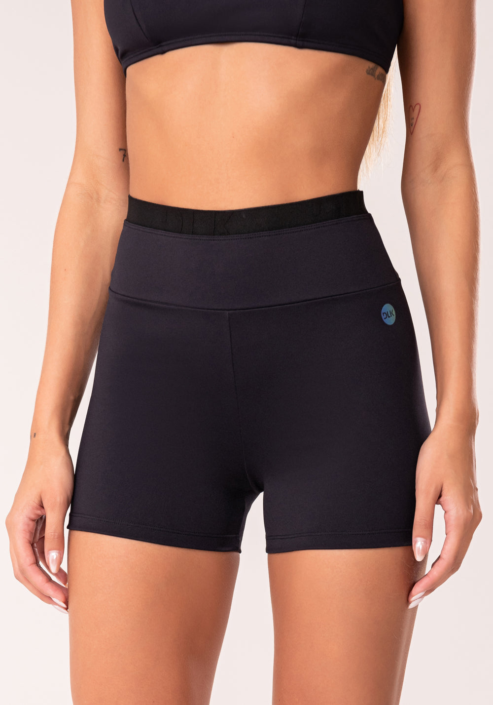 Short Fitness Feminino Preto Com Elástico Na Cintura Oasis Dlk