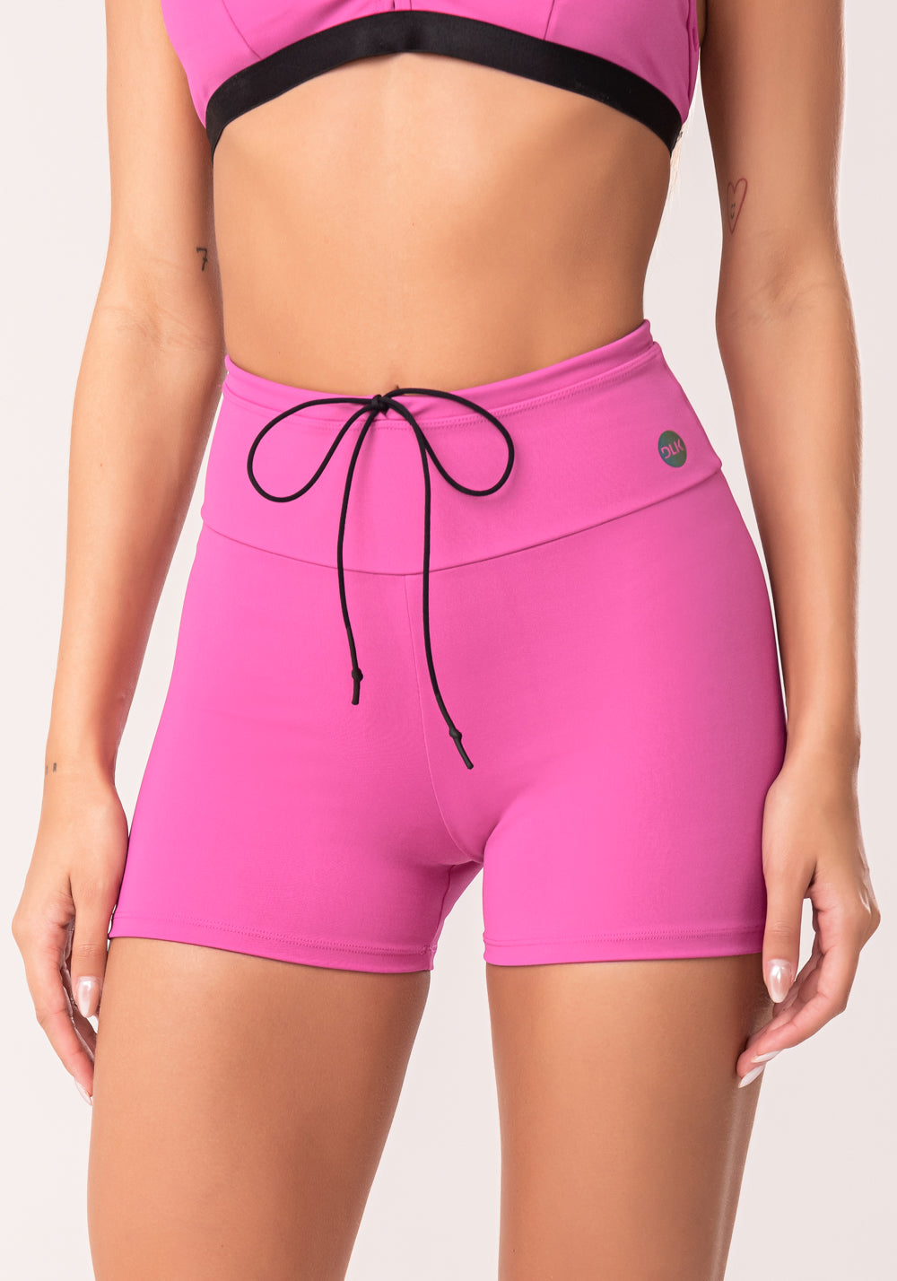 Short Fitness Feminino Rosa Fúcsia Com Cadarço Oasis Dlk