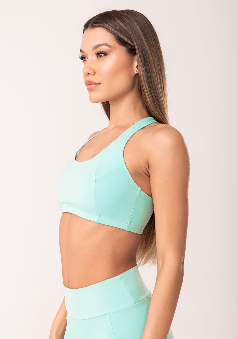 Top Fitness Feminino Nadador Verde Com Recortes Oasis Dlk