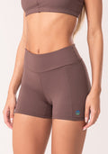 Short Fitness Feminino Marrom Com Recortes Oasis Dlk