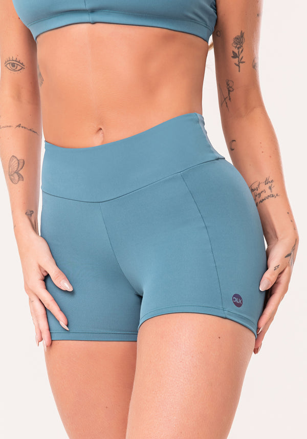Short Fitness Feminino Azul Com Recortes Oasis Dlk