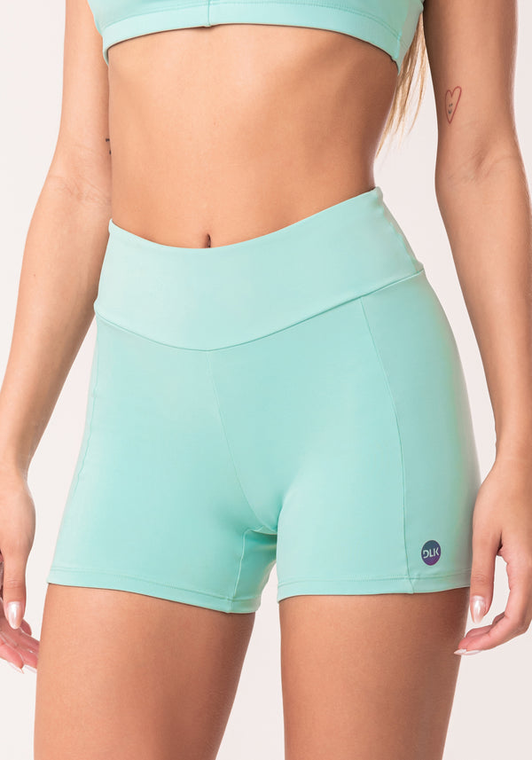 Short Fitness Feminino Verde Com Recortes Oasis Dlk