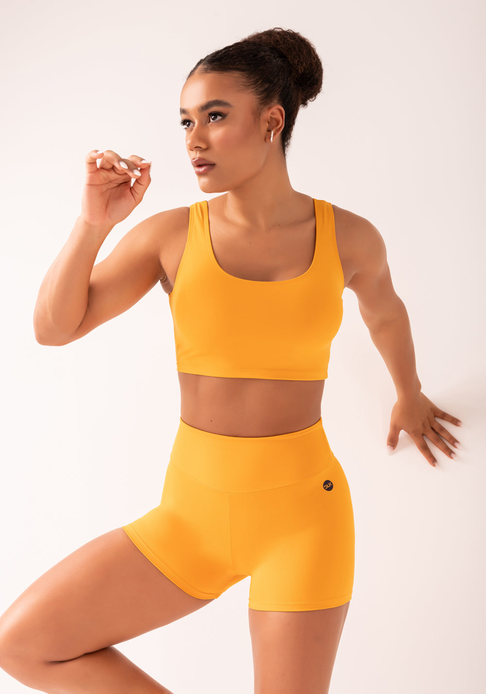 Short Fitness Feminino Amarelo Com Cós Largo Oasis Dlk