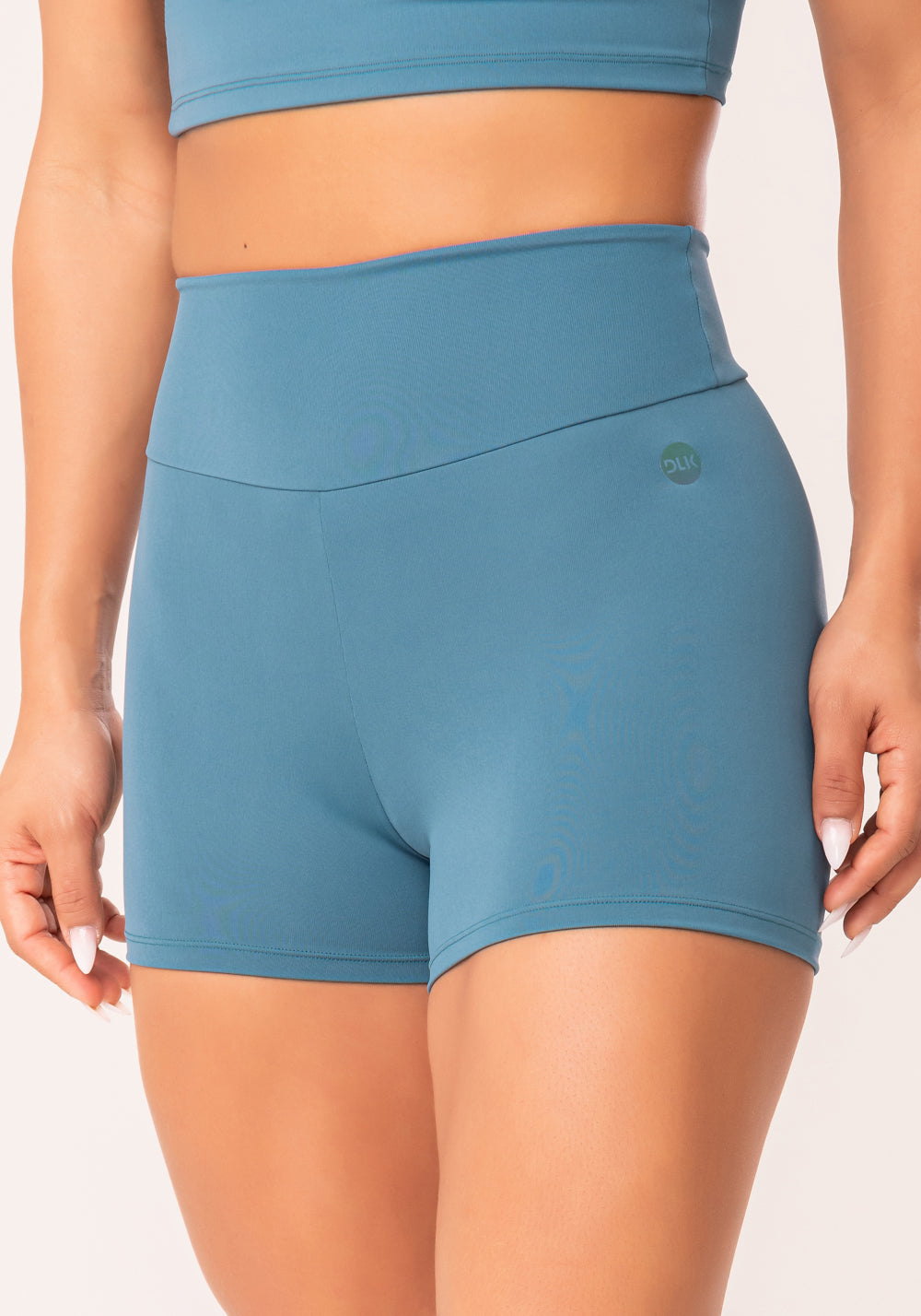 Short Fitness Feminino Azul Com Cós Largo Oasis Dlk