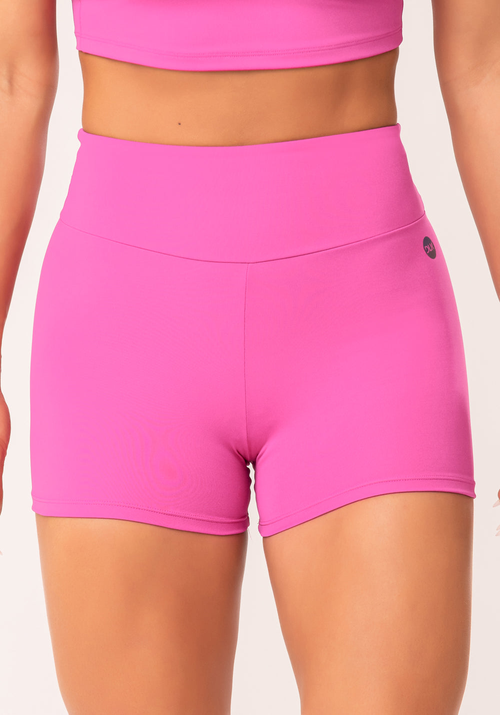 Short Fitness Feminino Rosa Fúcsia Com Cós Curvo E Largo Oasis Dlk