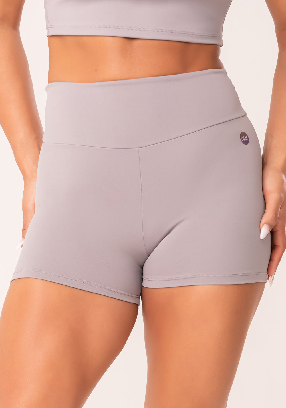 Short Fitness Feminino Cinza Com Cós Largo Oasis Dlk