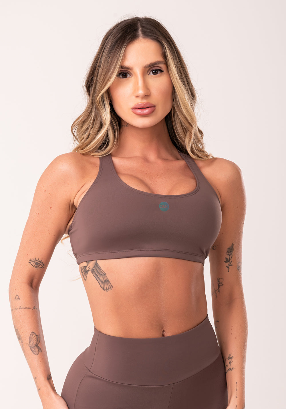 Top Fitness Feminino Marrom Com Bojo E Alças Reguláveis Oasis Dlk