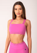 Top Fitness Feminino Rosa Fúcsia Com Decote Reto E Elástico Oasis Dlk