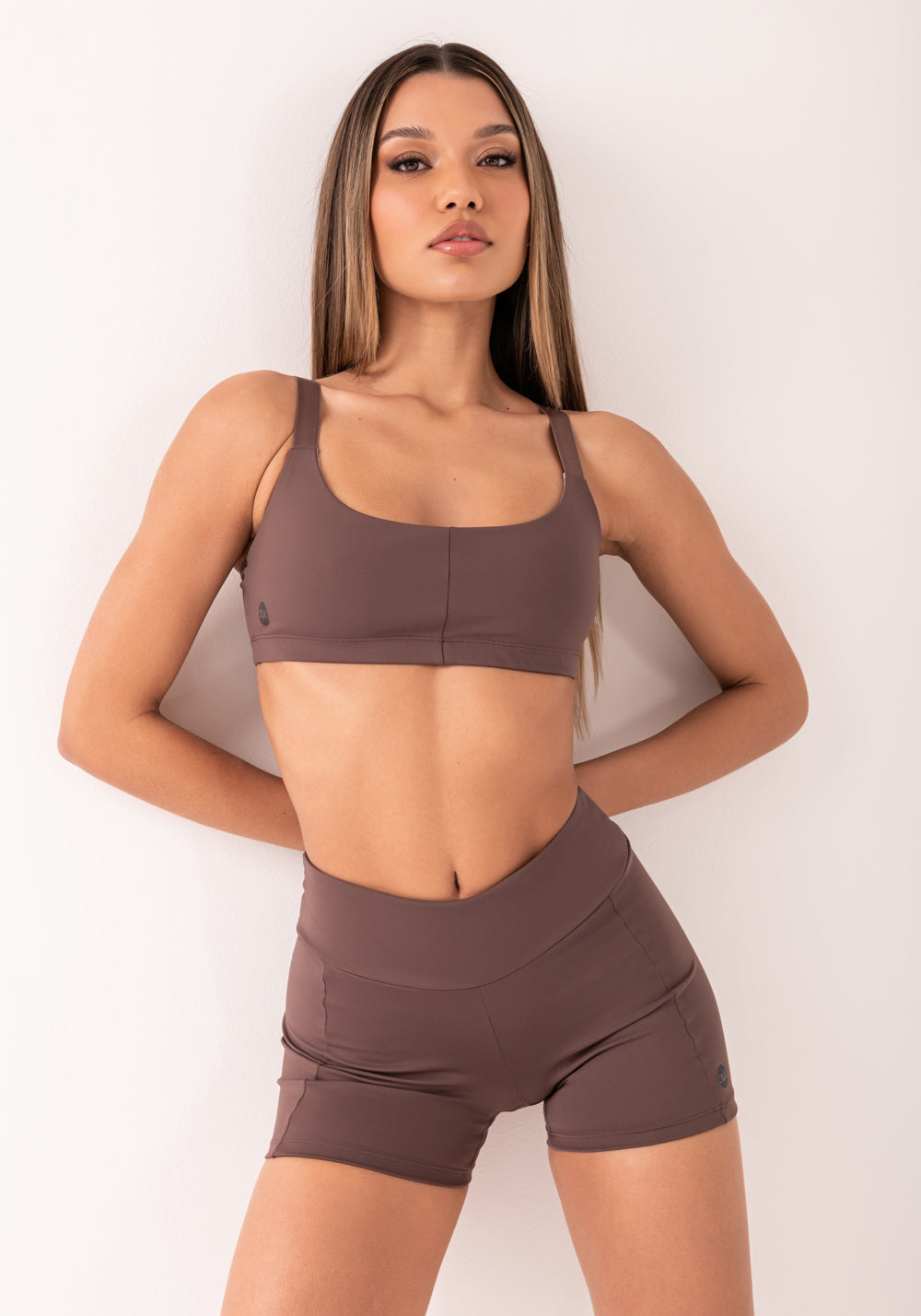 Top Fitness Feminino Marrom Com Alças De Elástico Oasis Dlk