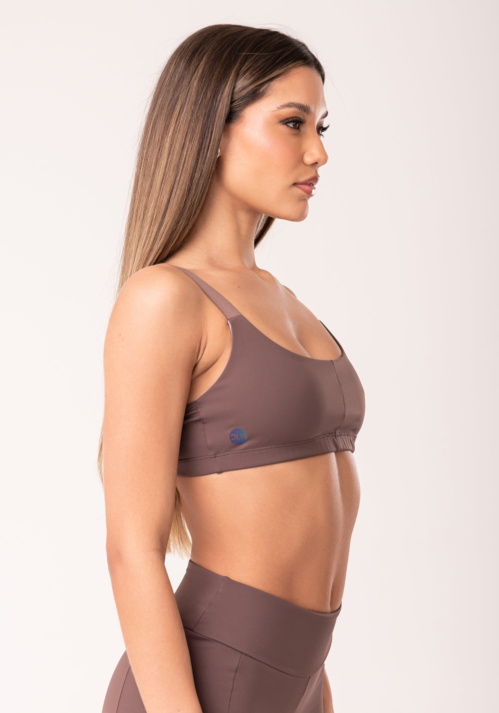 Top Fitness Feminino Marrom Com Alças De Elástico Oasis Dlk