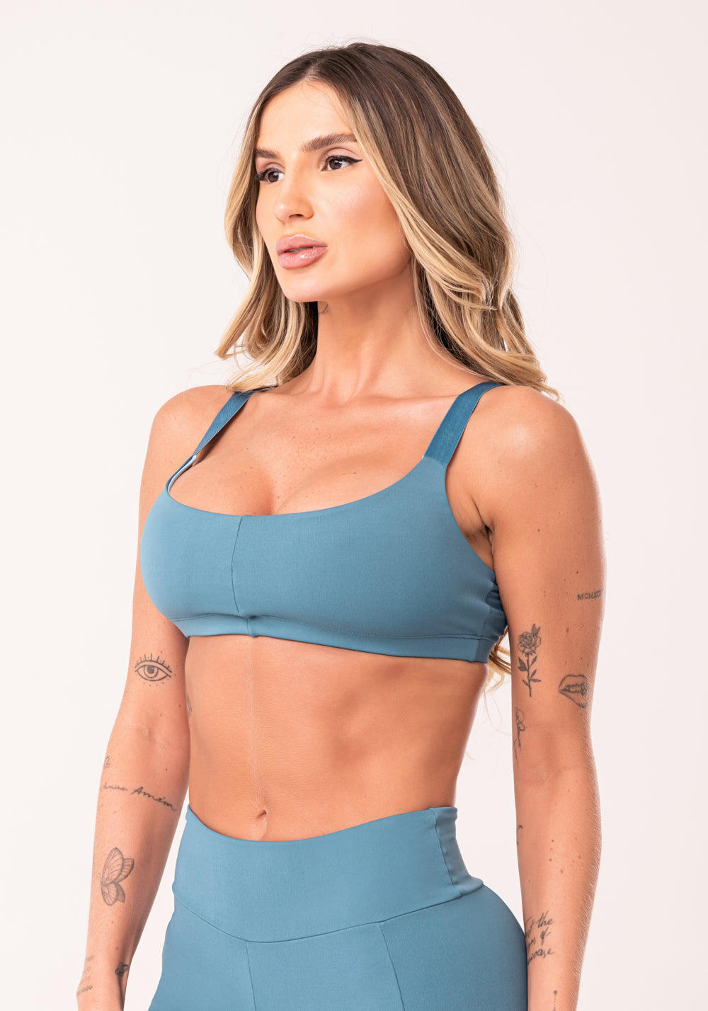 Top Fitness Feminino Azul com Alças de Elástico Oasis Dlk