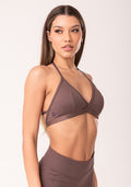 Top Fitness Feminino Marrom Com Bojo E Alças Finas Oasis Dlk