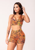 Conjunto Fitness Feminino Top Nadador e Short Wild Dlk