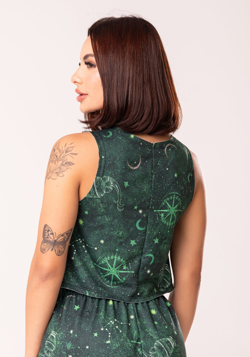 Cropped Feminino Moletinho Estampado Signo Aquário Dlk