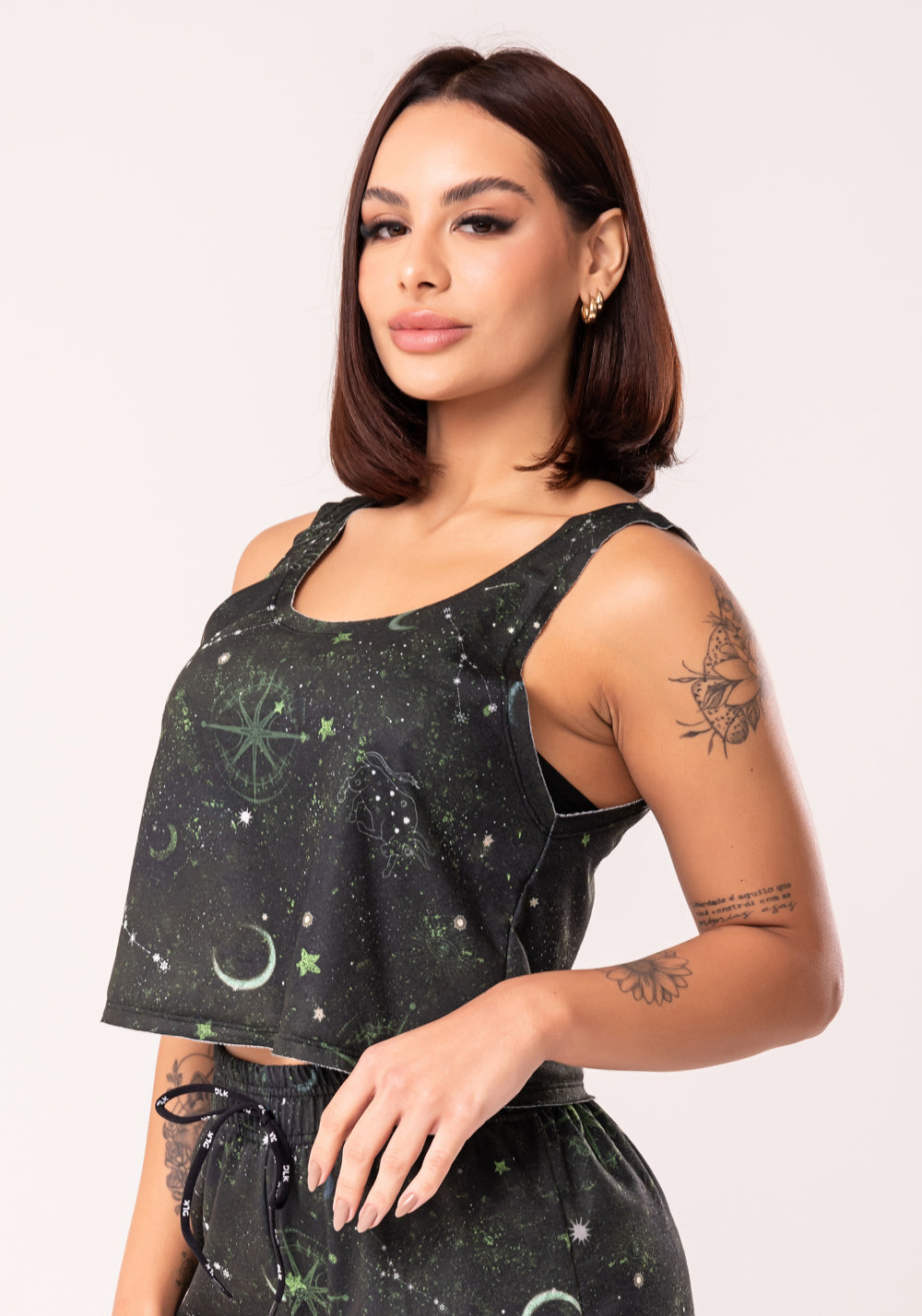 Cropped Feminino Moletinho Estampado Signo Touro Dlk