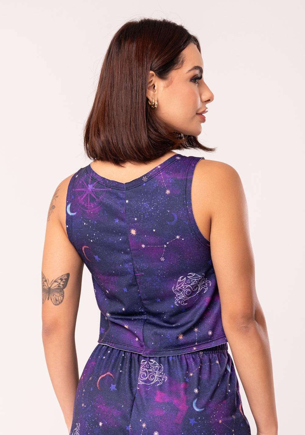 Cropped Feminino Moletinho Estampado Signo Câncer Dlk