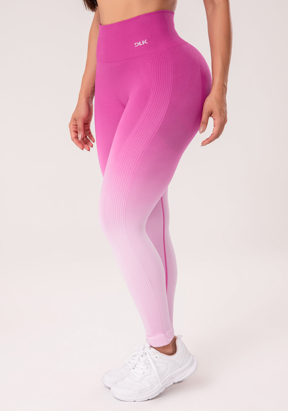 Legging Fitness Feminina Fúcsia Degradê Modela Bumbum Seamless+ Dlk