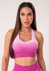 Top Fitness Feminino Nadador Fúcsia Degradê Com Bojo Seamless+ Dlk