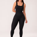 Macacão Fitness Feminino Preto Canelado Com Bojo Seamless+ Dlk