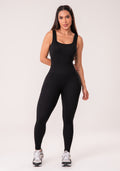 Macacão Fitness Feminino Preto Canelado Com Bojo Seamless+ Dlk
