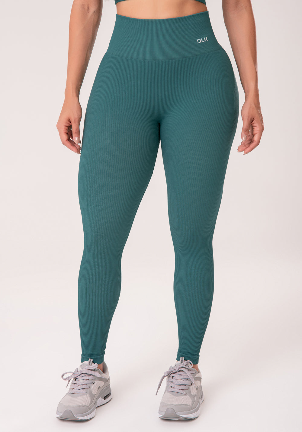 Legging Fitness Feminina Verde Escuro Canelada Modela Bumbum Seamless+ Dlk