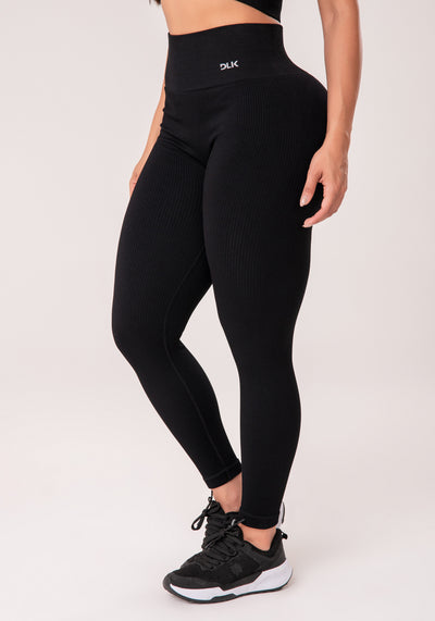Legging Fitness Feminina Preto Canelada Modela Bumbum Seamless+ Dlk