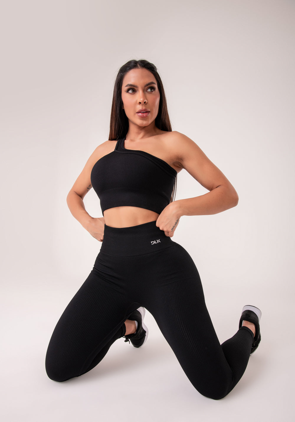 Legging Fitness Feminina Preto Canelada Modela Bumbum Seamless+ Dlk