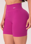 Bermuda Fitness Feminina Fúcsia Canelada Com Cós Alto Seamless+ Dlk
