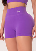 Short Fitness Feminino Roxo Lavanda Canelado Com Cós Alto Seamless+ Dlk