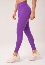 Legging Fitness Feminina Roxo Lavanda Canelada Com Cós Alto Seamless+ Dlk