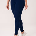 Legging Fitness Feminina Azul Marinho Canelada Com Cós Alto Seamless+ Dlk