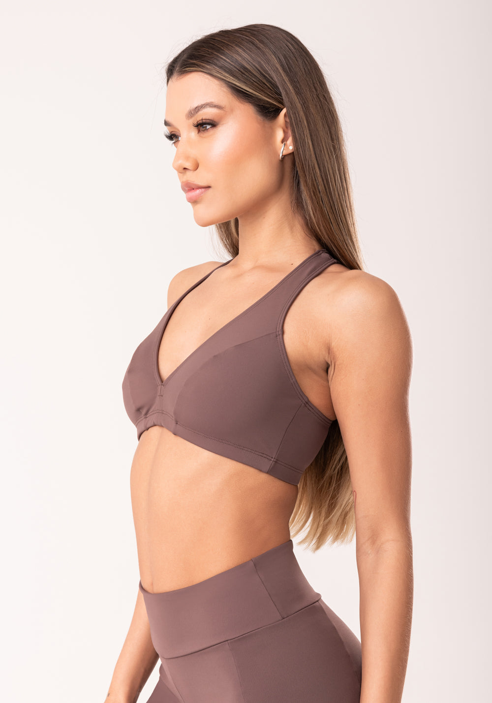 Top Fitness Feminino Nadador Marrom Oasis Dlk