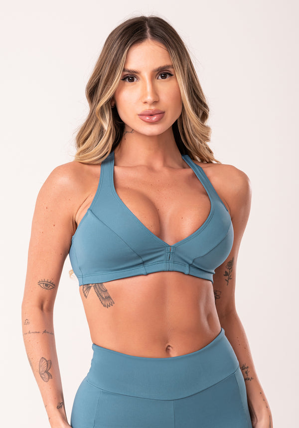 Top Fitness Feminino Nadador Azul Oasis Dlk