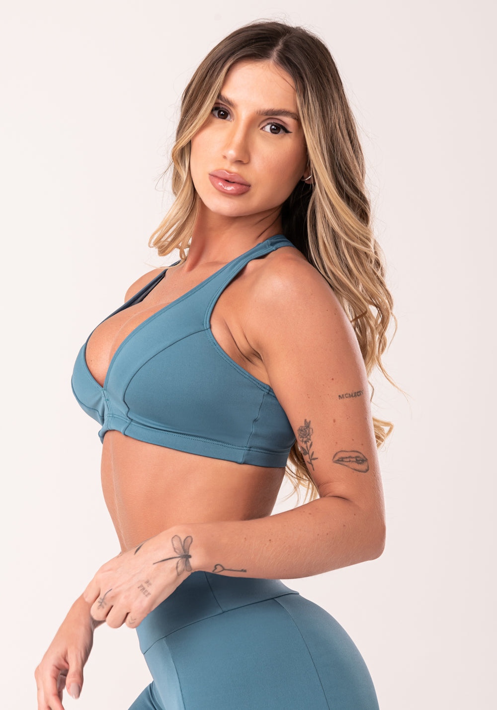 Top Fitness Feminino Nadador Azul Oasis Dlk