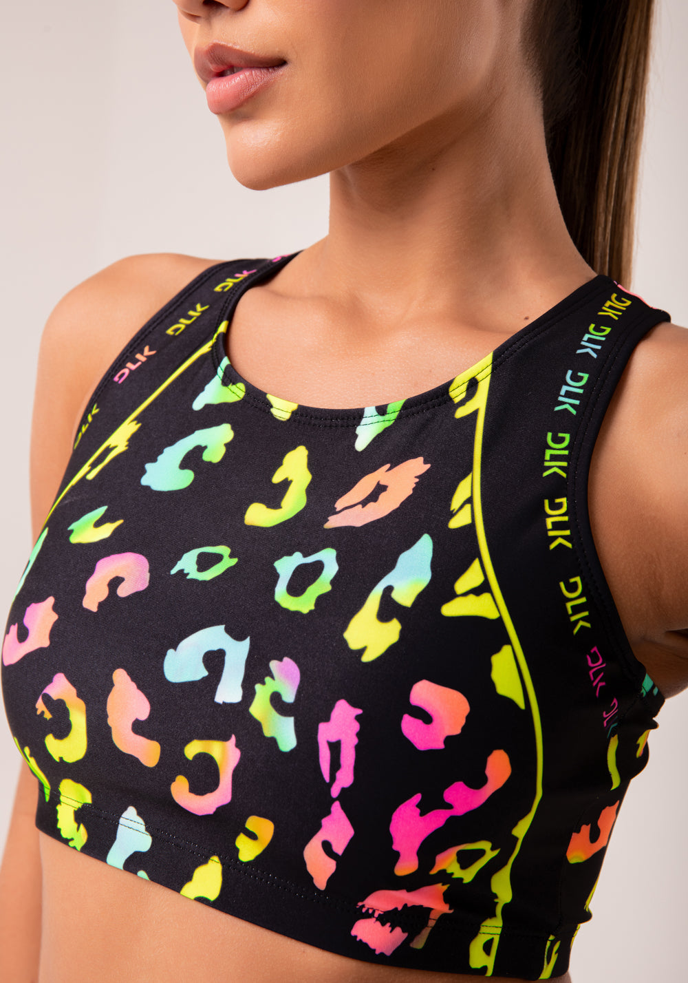 Top Fitness Feminino Nadador Estampado Neon Euphoric Printed Dlk