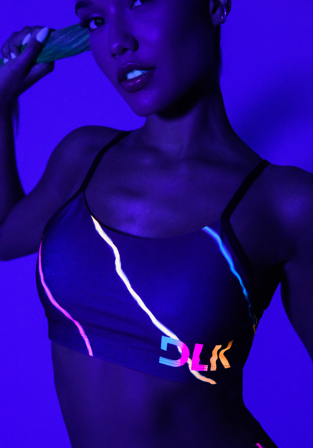 Top Fitness Feminino Com Bojo Estampado Neon Energetic Printed Dlk