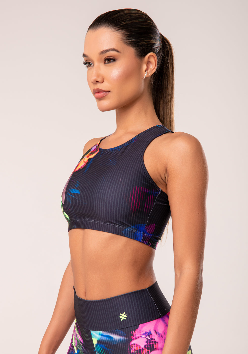 Top Fitness Feminino Nadador Estampado Neon Hypnotic Printed Dlk
