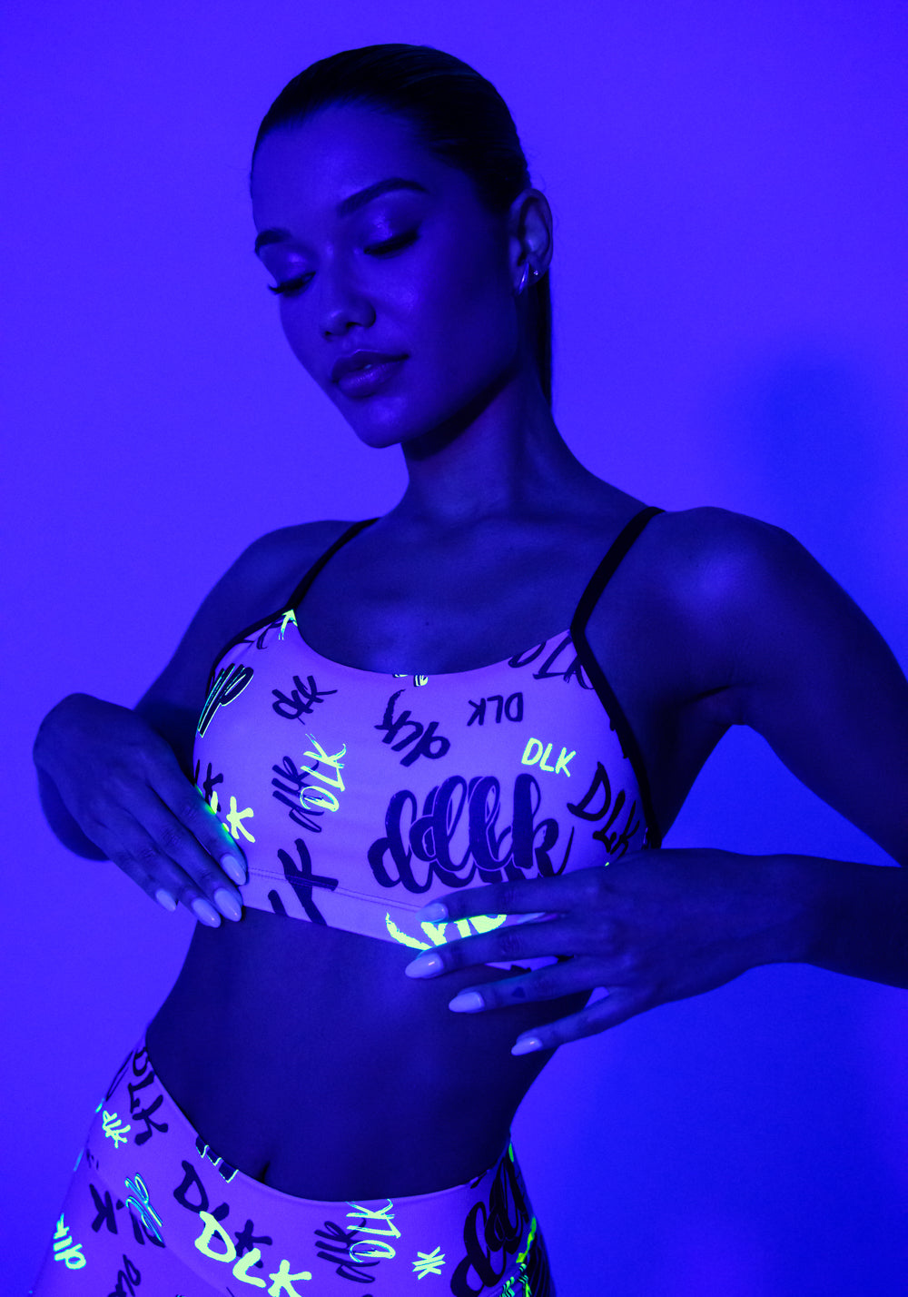 Top Fitness Feminino Com Bojo Estampado Neon Infusion Printed Dlk